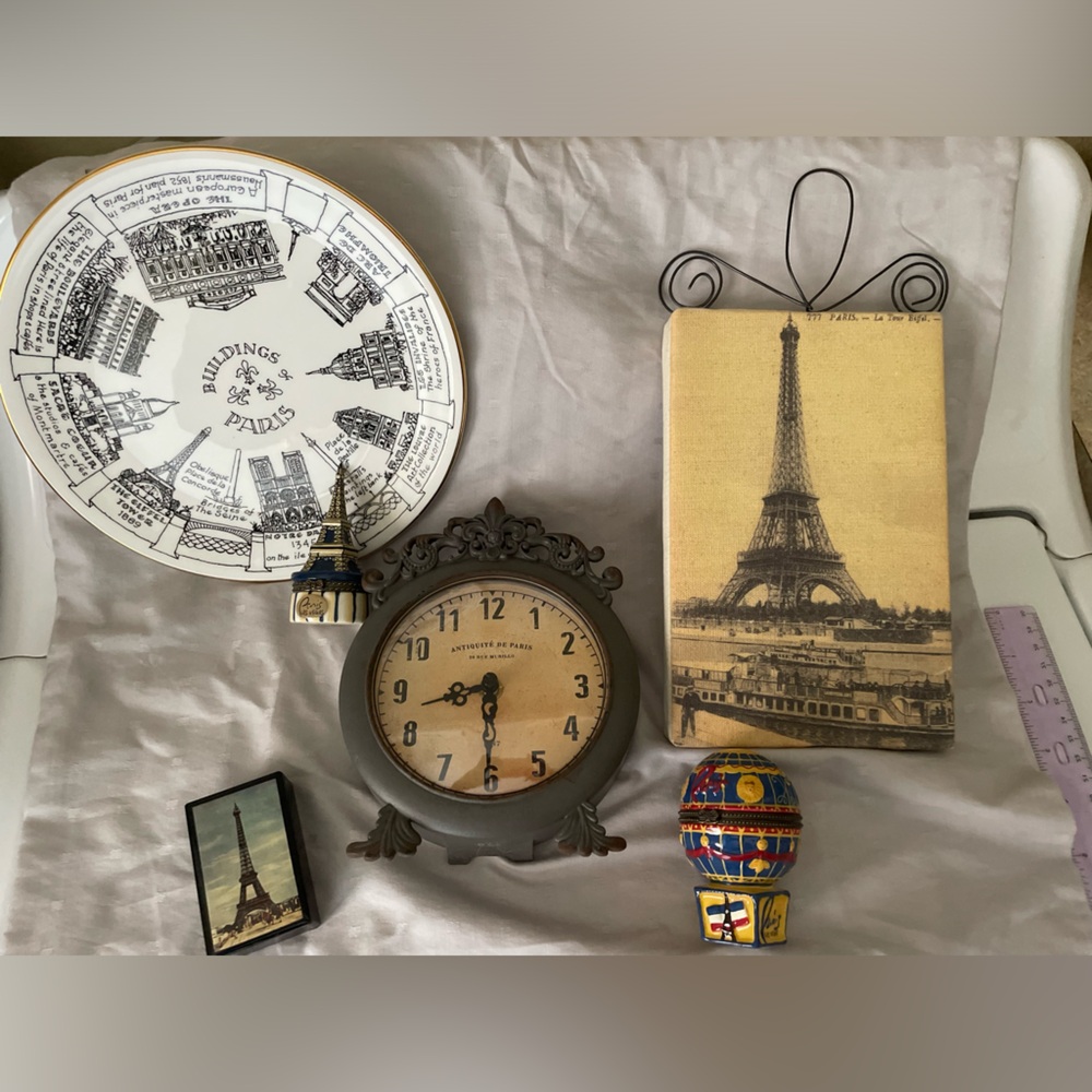 Euc Lot of 6 miscellaneous vintage Paris theme decor lot.